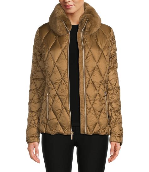 michael kors faux fur collar vest|michael kors quilted fur vest.